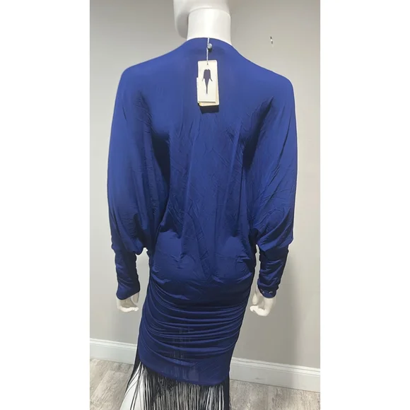 Silvia Tcherassi Roselyn Blue Fringed Jersey Maxi Dress Size 2L (12) NWD - Picture 12 of 14